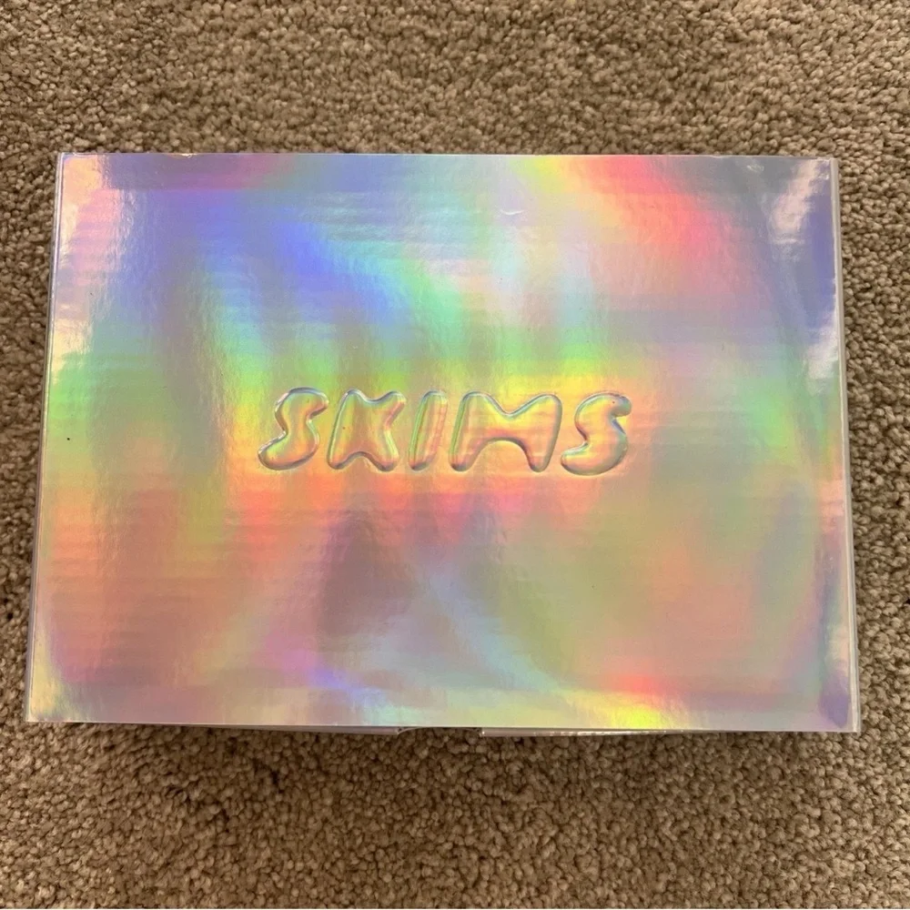 SKIMS Silver Iridescent Square Gift Storage Box Reusable Organizer luxe Jewelry